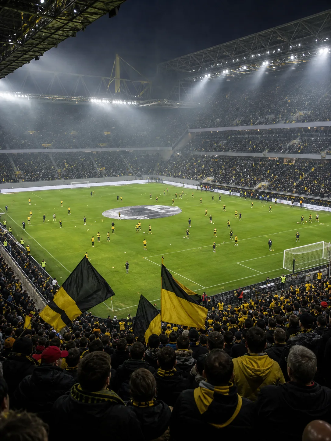 Läktare och plan inför kommande match i Bundesliga